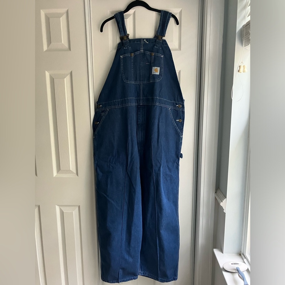 Carhartt Workwear denim bib overalls heritage gorpcore Americana cotton 48 x 28